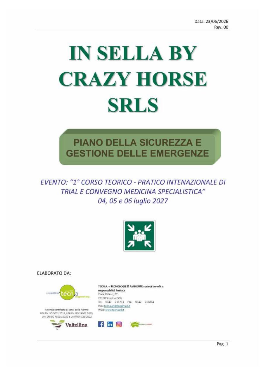 Anteprima Piano di sicurezza e gestione delle emergenze